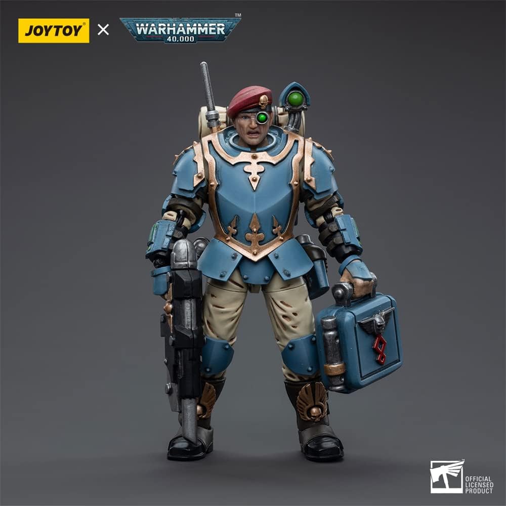JoyToy ¡Á Warhammer 40K Figuras de acción de ciencia ficción a escala 1/18 con licencia oficial Serie completa Astra Militarum Tempestus Scions Command Squad 55th Kappic Eagles Medic