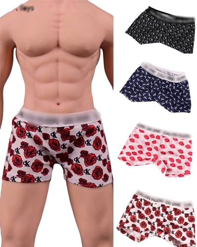 HiPlay 1/6 Scale Male Figure Doll Clothes: Rose Cartoon Fashion Pattern Men's Boxer Pants for 12-inch Collectible Action Figure SA015 (A)