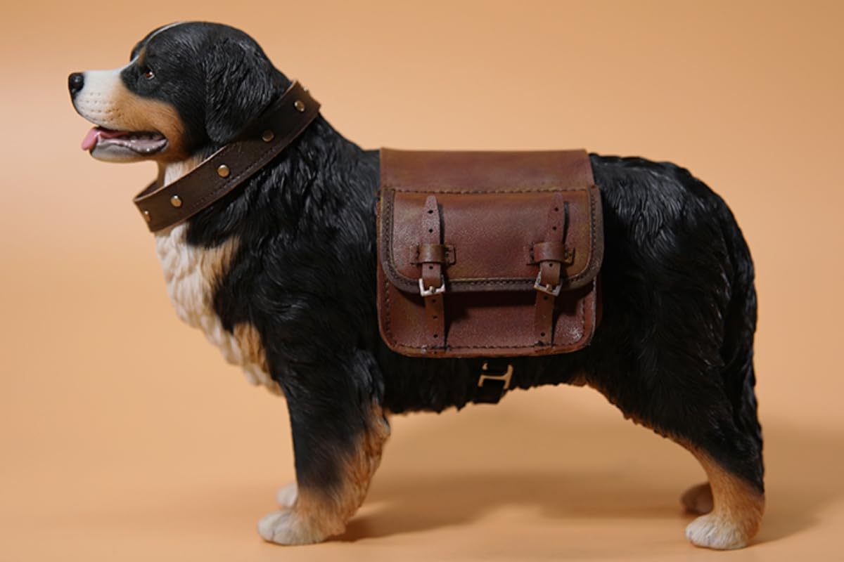 HiPlay JXK Collectible Dog Figure: Bernese Mountain Dog, Expertly Hand-Painted, Lifelike, Safe Resin, 1:6 Scale Miniature Animal Figurine JXK144