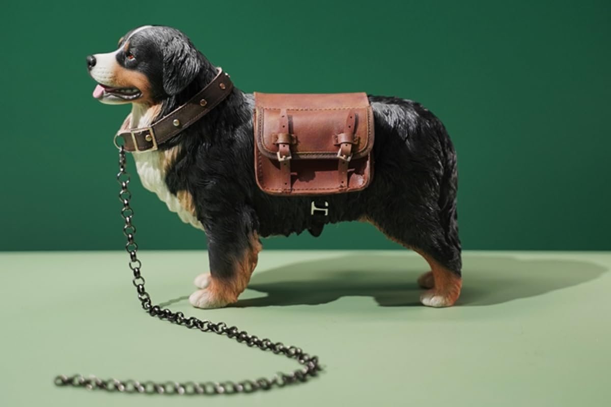 HiPlay JXK Collectible Dog Figure: Bernese Mountain Dog, Expertly Hand-Painted, Lifelike, Safe Resin, 1:6 Scale Miniature Animal Figurine JXK144