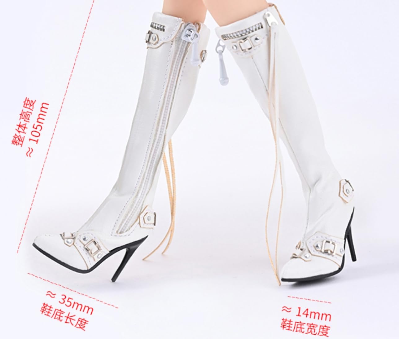 1/6 Scale Action Figure Accessory: Tall Zipper Women's Boots Shoes Model