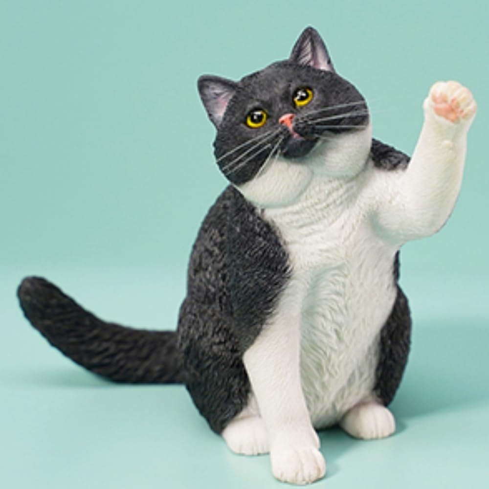 HiPlay JXK Collectible Cat Figure: British Shorthair Cat 2.0, Expertly Hand-Painted, Lifelike, Safe Resin, 1:6 Scale Miniature Animal Figurine