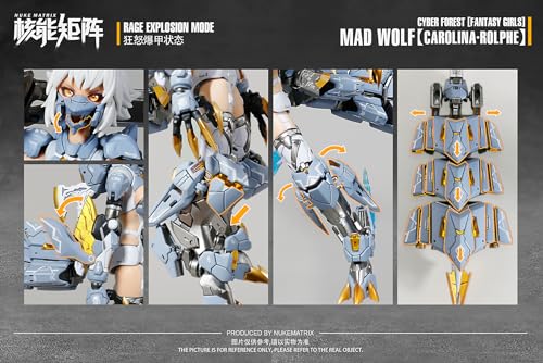 HiPlay Nuke Matrix Plastic Model Kits: Cyber Forest Fantasy Girls, MAD Wolf Carolina·Rolphe, Mecha Musume, Anime Style 1:12 Scale Collectible Action Figures