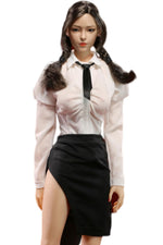 1/6 Scale Figure Doll Clothes: Blue Long Sleeve Blouse Wrap Skirt for 12-inch Collectible Action Figure
