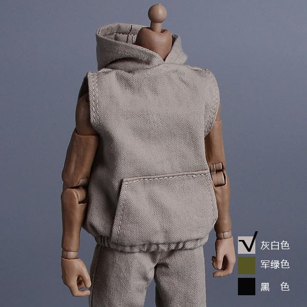 Vêtements de poupée à l'échelle 1/12 : sweat à capuche sans manches, pantalon long, ensemble de collection