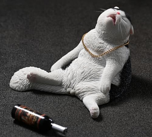 HiPlay JXK Collectible Cat Figure: Drunken Cat, Expertly Hand-Painted, Lifelike, Safe Resin, 1:6 Scale Miniature Animal Figurine