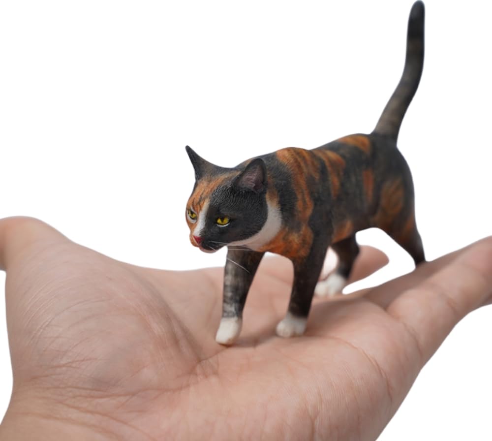 HiPlay JXK Collectible Cat Figure: Felis Catus Model, Expertly Hand-Painted, Lifelike, Safe Resin, 1:6 Scale Miniature Animal Figurine