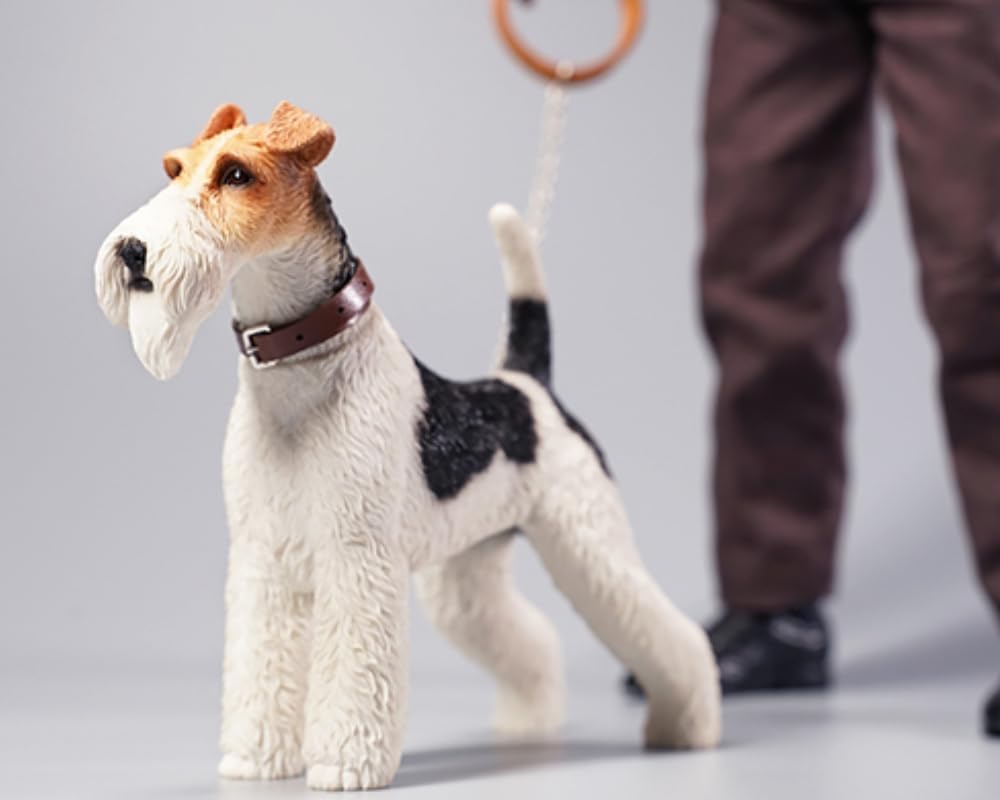 HiPlay JXK Collectible Fox Figure: Foxterriers, Expertly Hand-Painted, Lifelike, Safe Resin, 1:6 Scale Miniature Animal Figurine