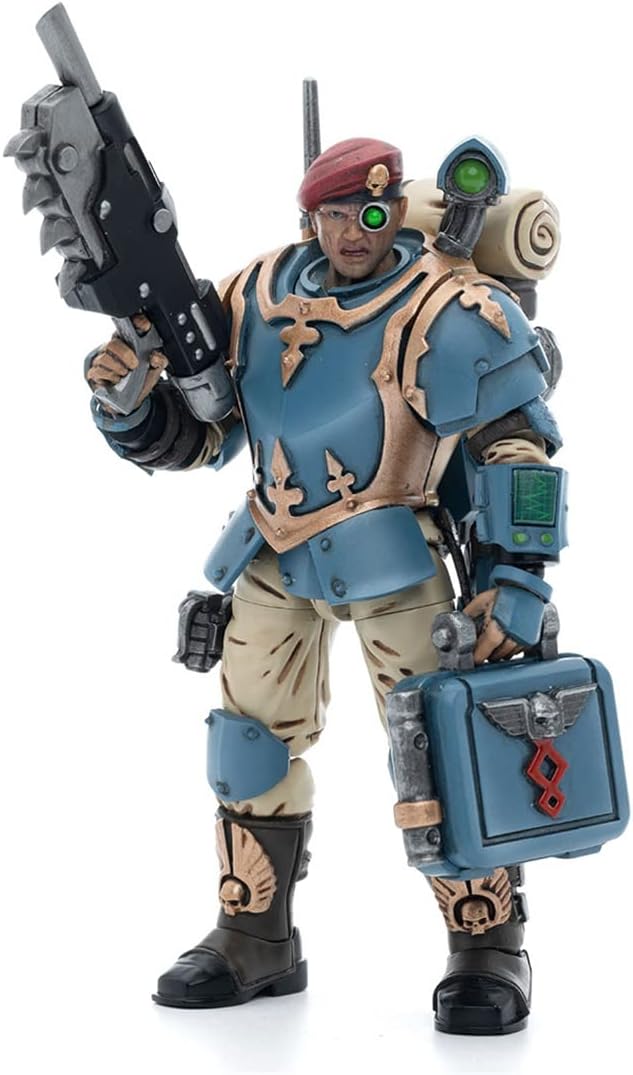 HiPlay JoyToy ¡Á Warhammer 40K Officially Licensed 1/18 Scale Science Fiction Action Figures Full Set Series Astra Militarum Tempestus Scions Command Squad 55th Kappic Eagles Medic