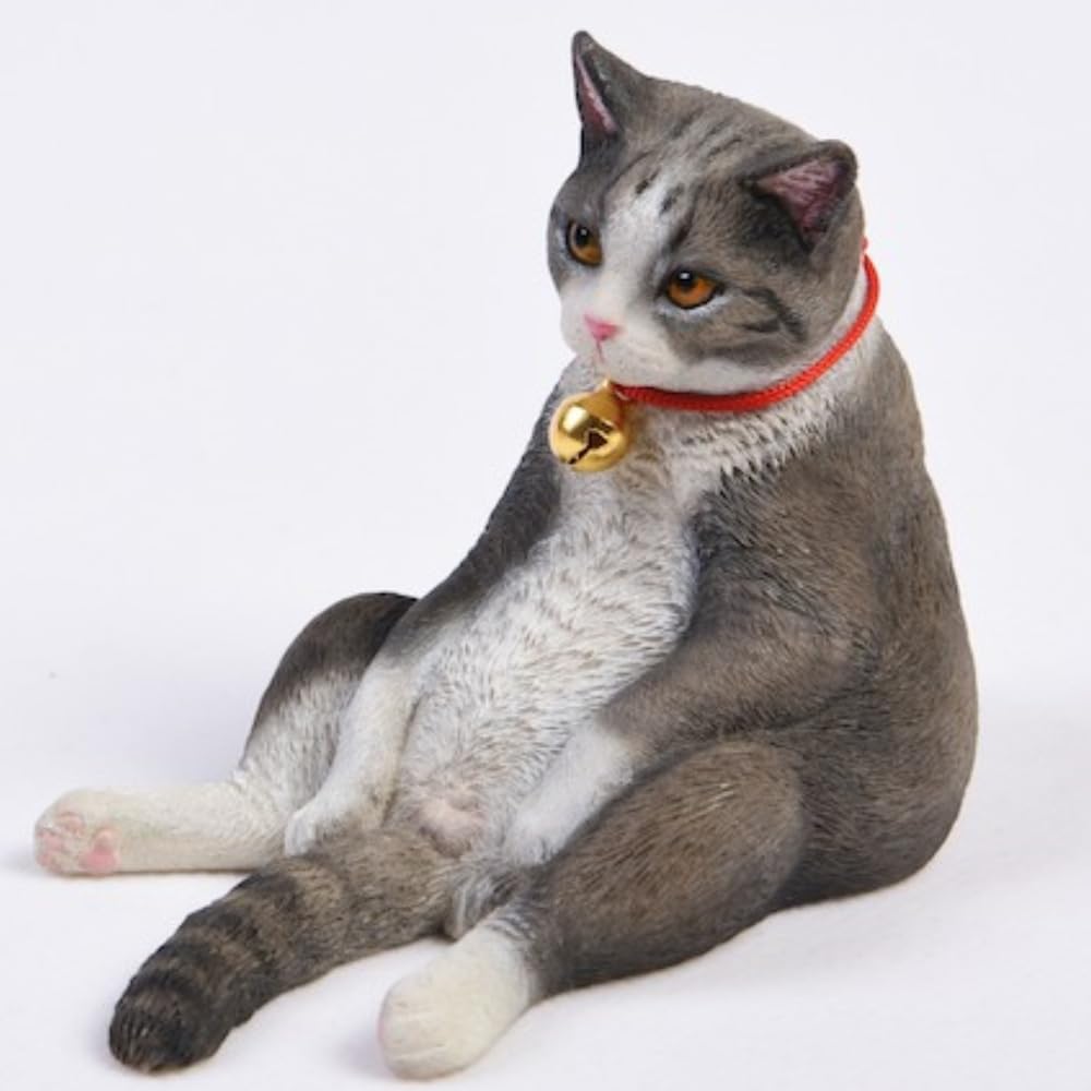 HiPlay JXK Collectible Cat Figure: American Shorthair, Expertly Hand-Painted, Lifelike, Safe Resin, 1:6 Scale Miniature Animal Figurine