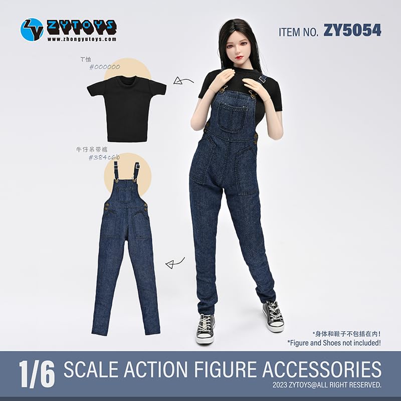 HiPlay 1/6 Scale Figure Doll Clothes: T-Shirt Denim Skirt Suit for 12-inch Collectible Action Figure