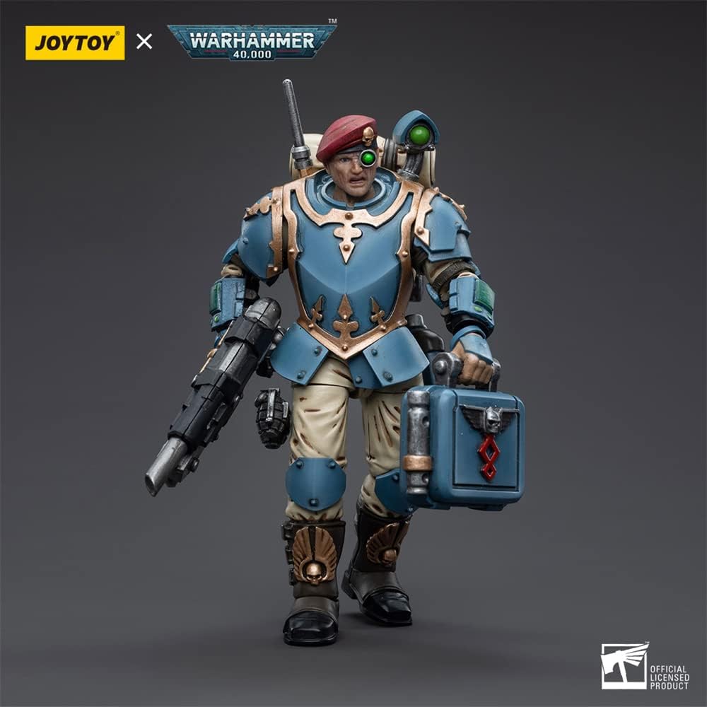 HiPlay JoyToy ¡Á Warhammer 40K Officially Licensed 1/18 Scale Science Fiction Action Figures Full Set Series Astra Militarum Tempestus Scions Command Squad 55th Kappic Eagles Medic