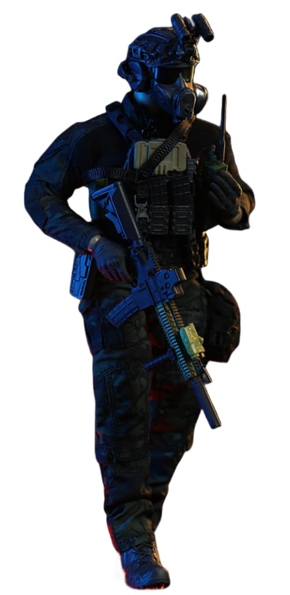 HASUKI Male Collectible Figure: Black Ops, Military Style, 1:12 Scale Miniature