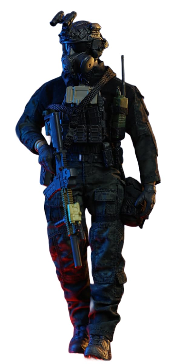 HASUKI Male Collectible Figure: Black Ops, Military Style, 1:12 Scale Miniature