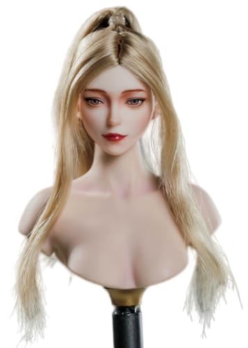 HiPlay 1:6 Scale Female Head Sculpt, White Hair Girl Head Sculpture for 12-inch Action Figures