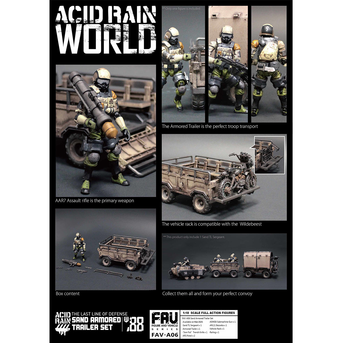 TOY ALLIANCE Figura de acción del remolque blindado de arena Acid Rain World