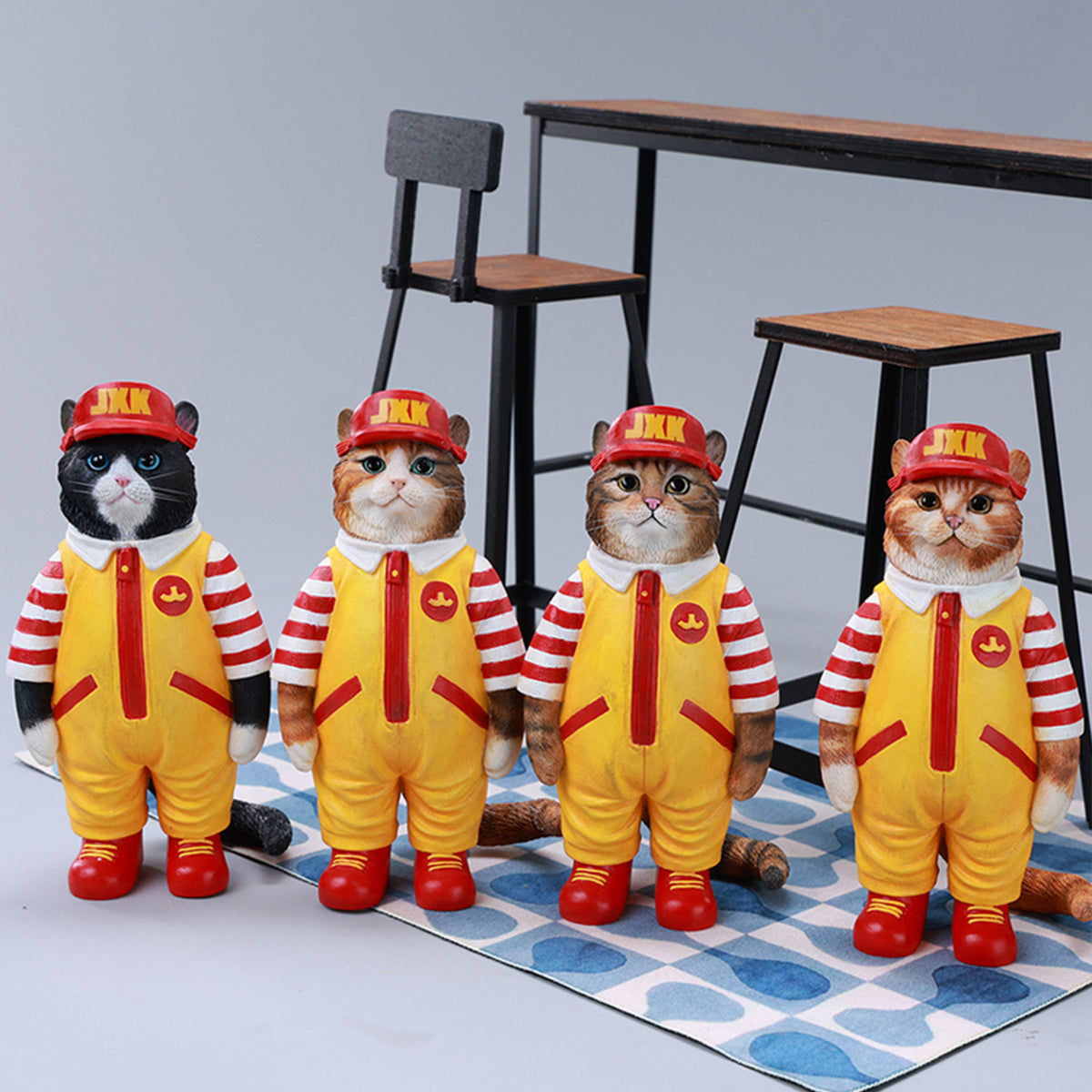 JXK Clown Cat Static Expertly Hand-Painted Lifelike Animal Figurine