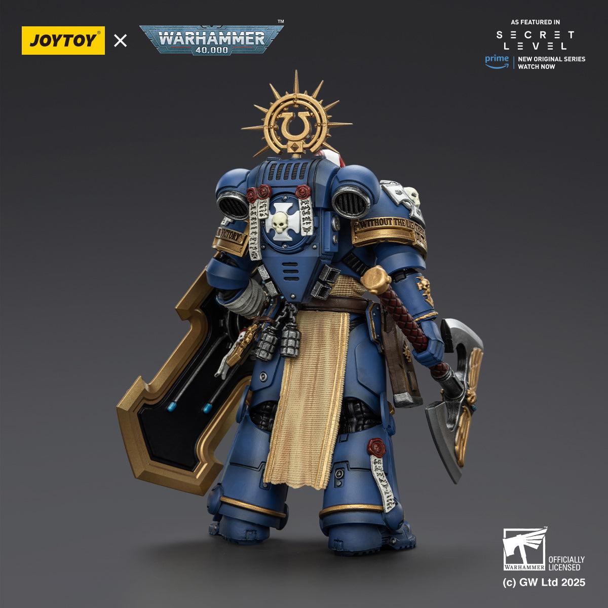 JOYTOY Warhammer Ultramarines Torvald with Power Sword Levantus with Power Sword Metaurus with Power Axe Titus with Laurels of Victory 1/18 Scale Action Figure