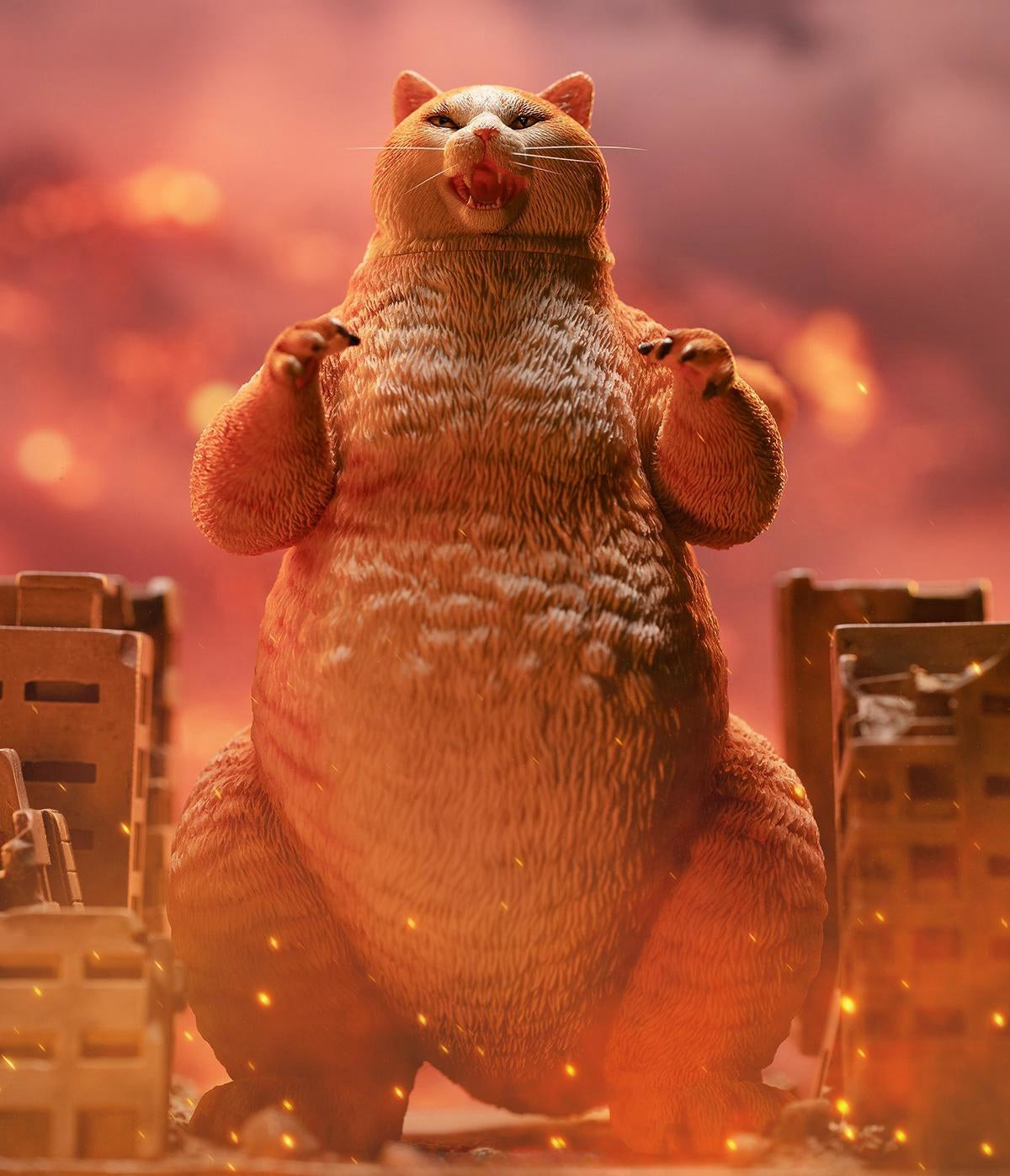 JXK JXK226A Orange Meowzilla Expertly Hand-Painted, Lifelike Animal Figurine