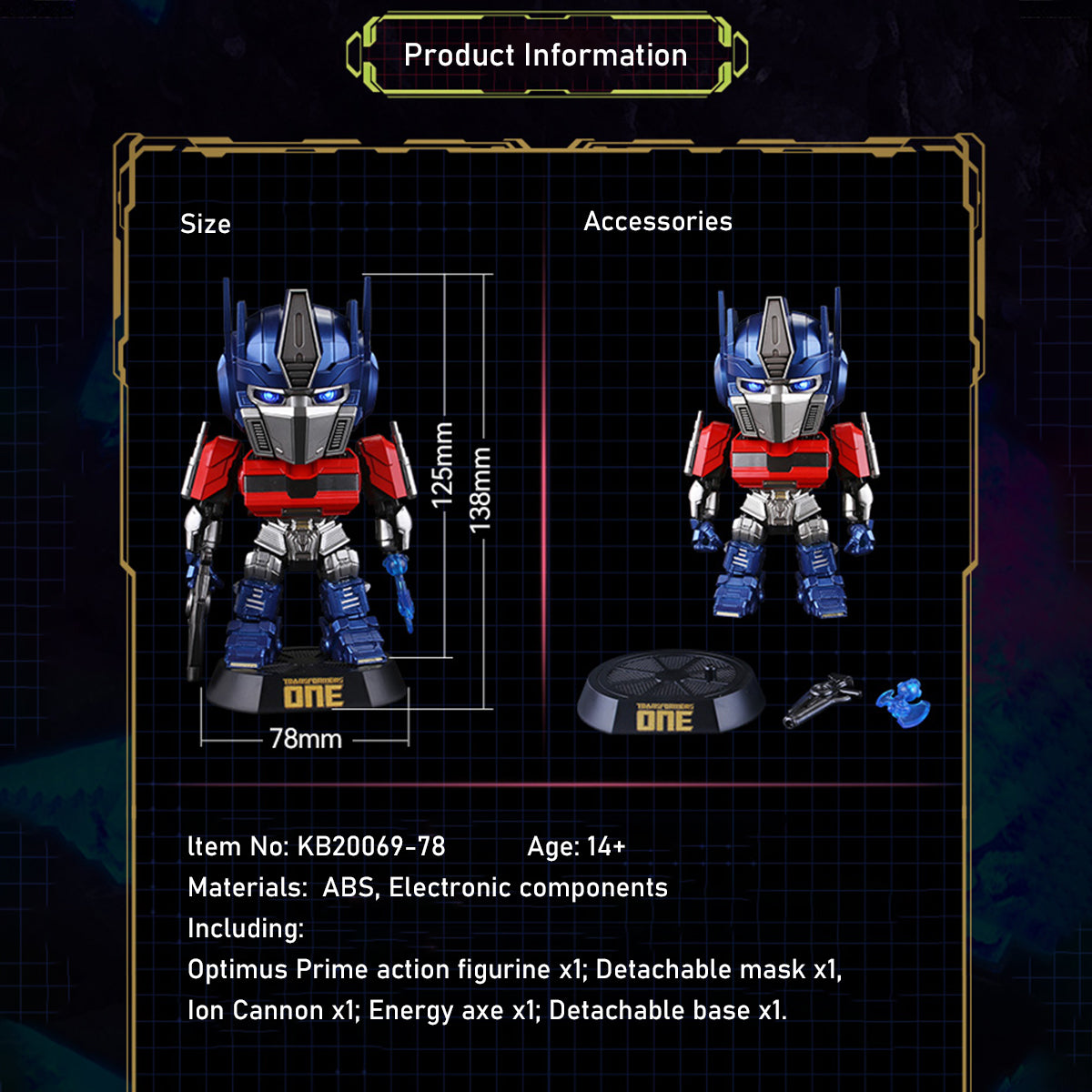 (Only Shipped to the US) KillerBody Transformers One G1 Series KB20069-78 Optimus Prime Action Figure
