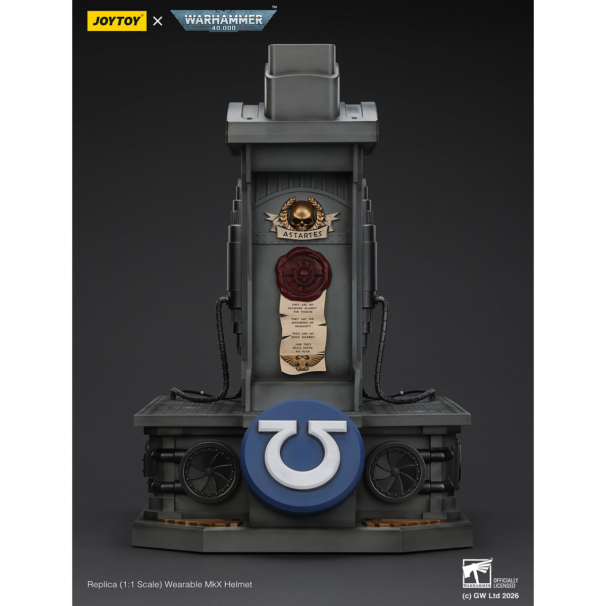 JOYTOY Warhammer 40K Ultramarines Captain MkX Helmet & Display Stand 1/1 Scale