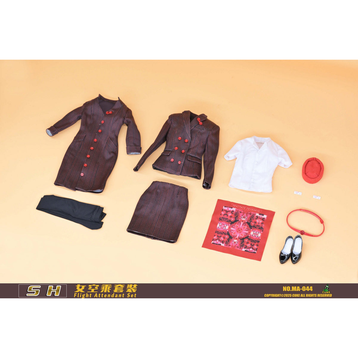 CUKE TOYS SH The Flight Attendant Set Doll Clothes Accessory Fit 1/6 Scale 12-inches Figure