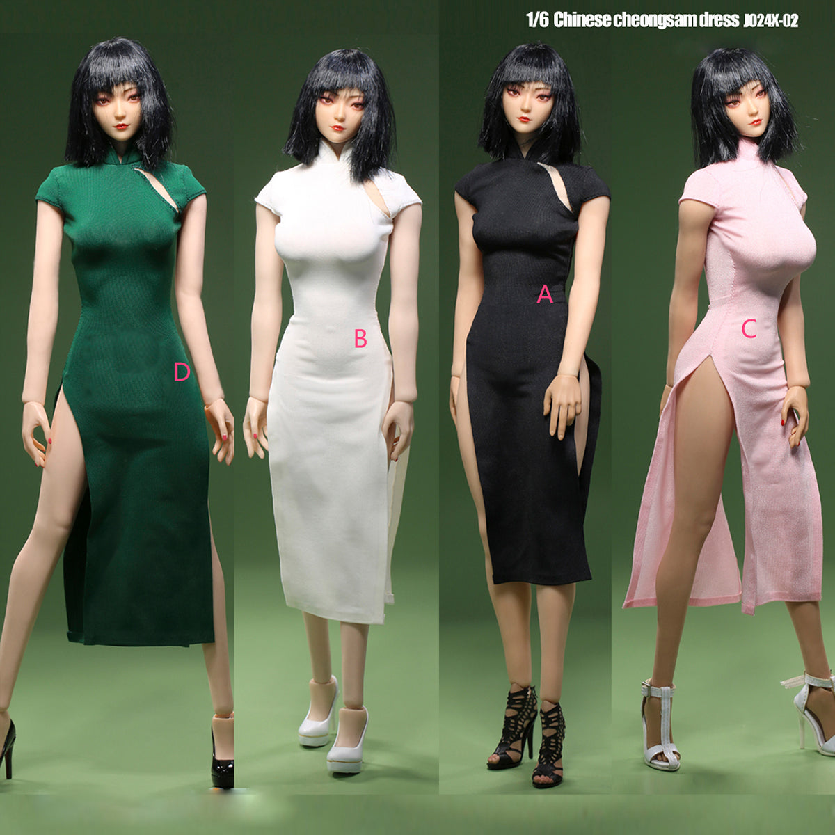 JLAOU DOLL Figure Doll Clothes: Green Cheongsam Dress For Action Figure