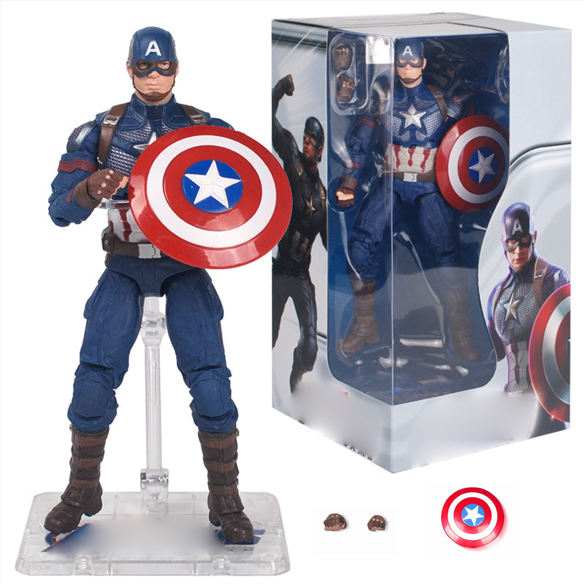 ZD Toys Collectible Figure Full Set: 7-inch Articulated Classic Series with Stand New Version: Captain America, Movice Style, Miniature Action Figurine ZJXBMGDC