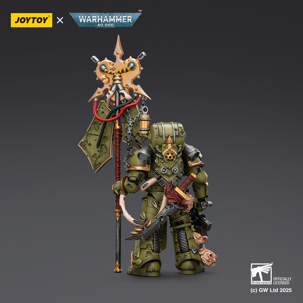 JOYTOY Warhammer Death Guard Blightlord Terminator & Plague Marine Icon bearer with Boltgun and Plague knife 1/18 Scale Action Figure