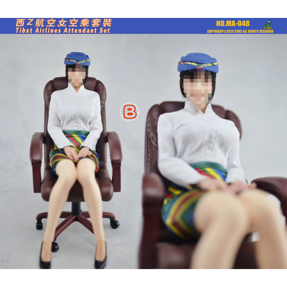 CUKE TOYS West Z Airlines Female Flight Attendant Outfit Set MA-048 Doll Clothes Accessory Fit 1/6 Scale 12-inches Action Figure