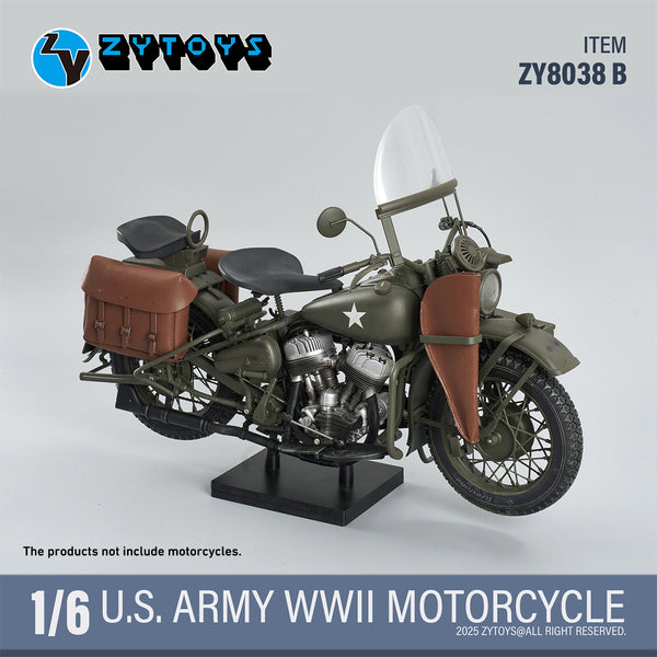ZYTOYS 1/6 Scale ZY8038A WWII US Army Motorcycle Vehicle Model & Shoul
