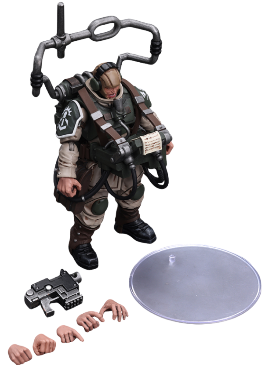 HiPlay JoyToy Warhammer 40K Collectible Figure: Astra Militarum Cadian Command Squad Veteran with Master Vox 1:18 Scale Action Figures JT7912