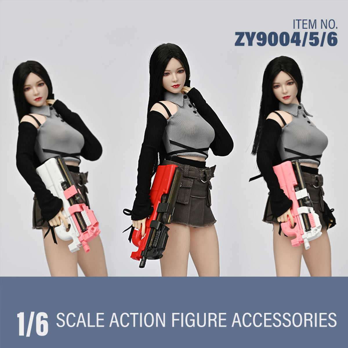 ZYTOYS, AK47 Assault Rifle/P90 WWII Gun Rifle Weapon Gun Model Doll Accessory for 12-inches Action Figurine