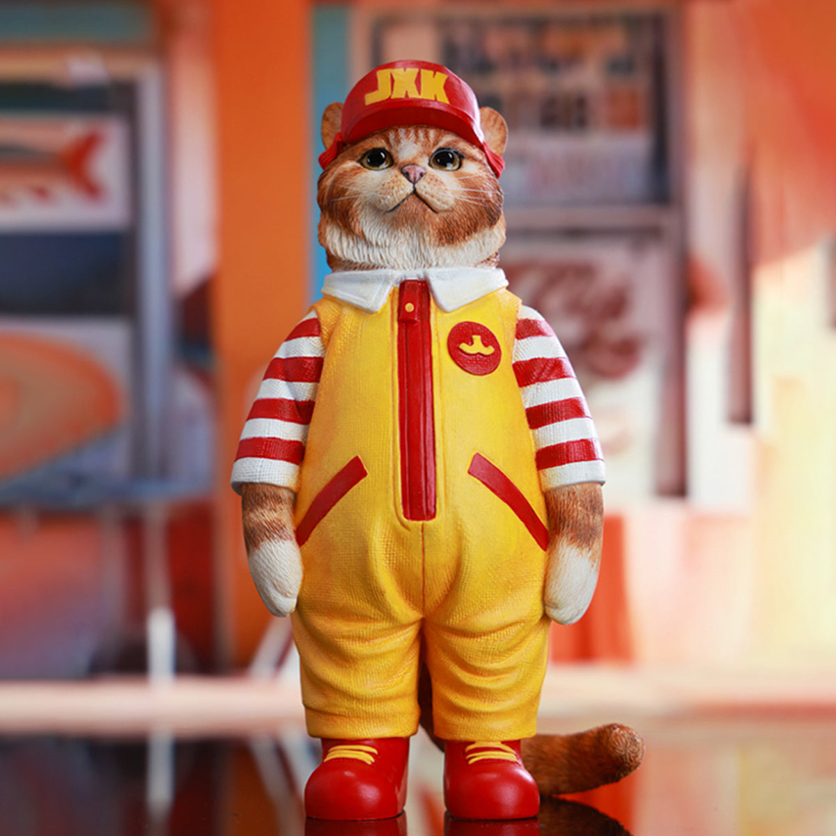 JXK Clown Cat Static Expertly Hand-Painted Lifelike Animal Figurine