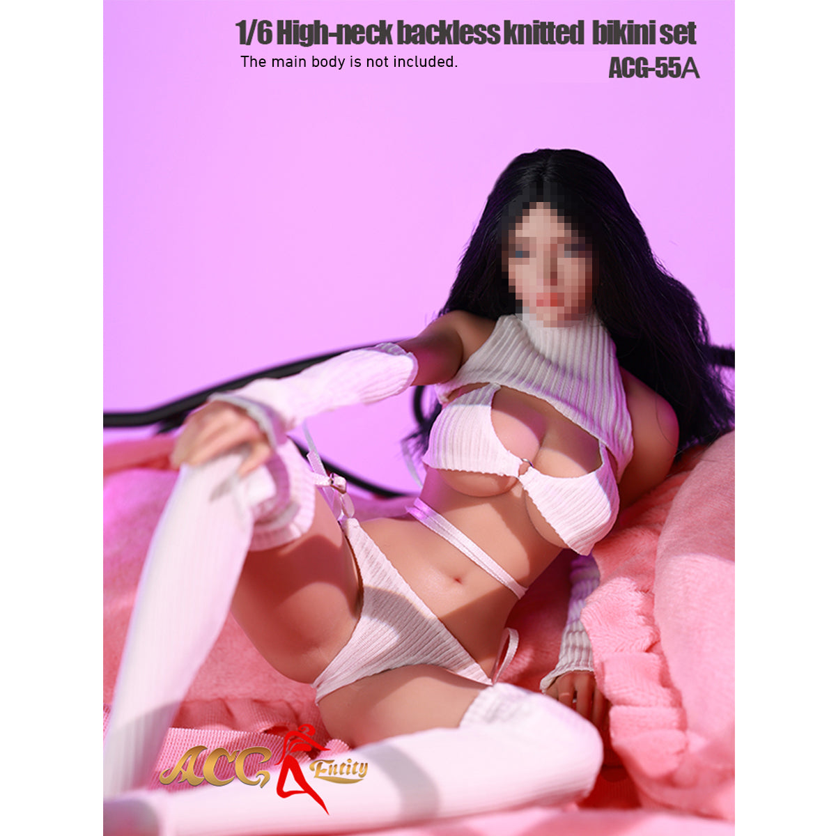 JIAOUDOLL High-Neck Backless Knitted Sweater Bodysuit Open Back Leotard (ACG-55) Fits 1/6 Scale 12 TBLeague/Jiaou Doll Action Figures