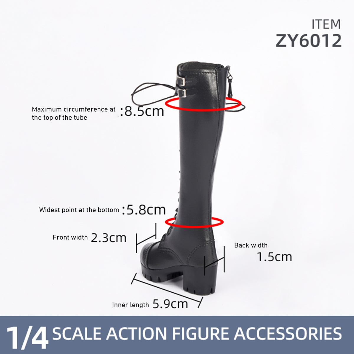 ZYTOYS, Female BJD Girl High Leather Boots Shoes, Doll Accessory for Action Figurine