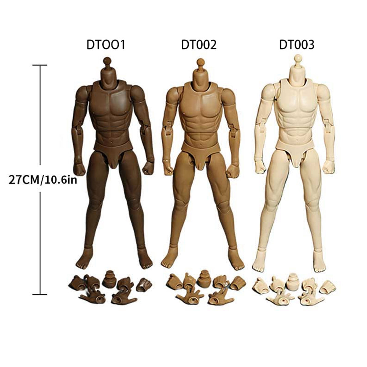 DT 1/6 Jointed Male Standard Action Figure Body Suntan Skin
