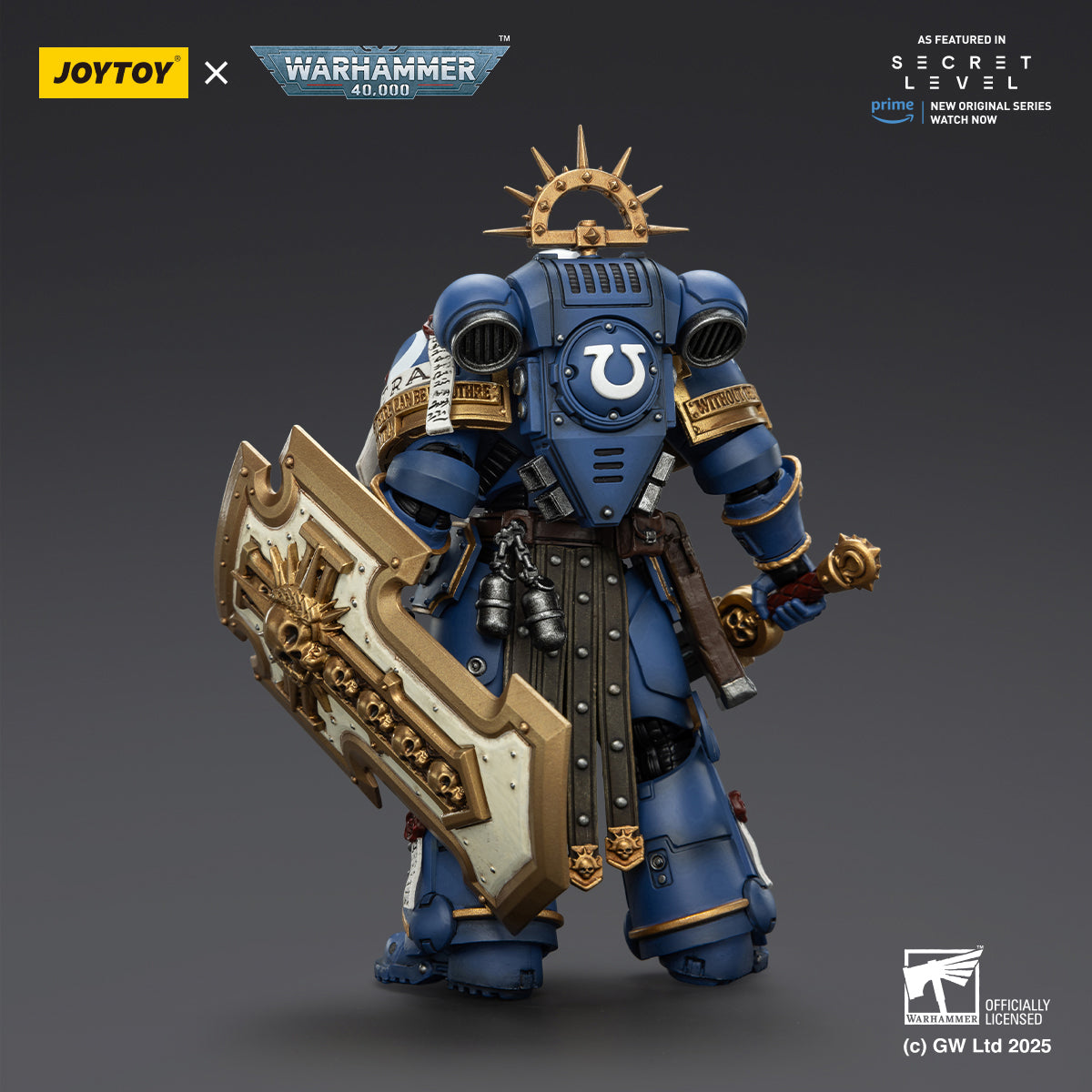 (Only Shipped to the US) JOYTOY Warhammer Ultramarines Torvald with Power Sword Stormshield and Bolt Pistol JT02809 1/18 Scale Action Figure