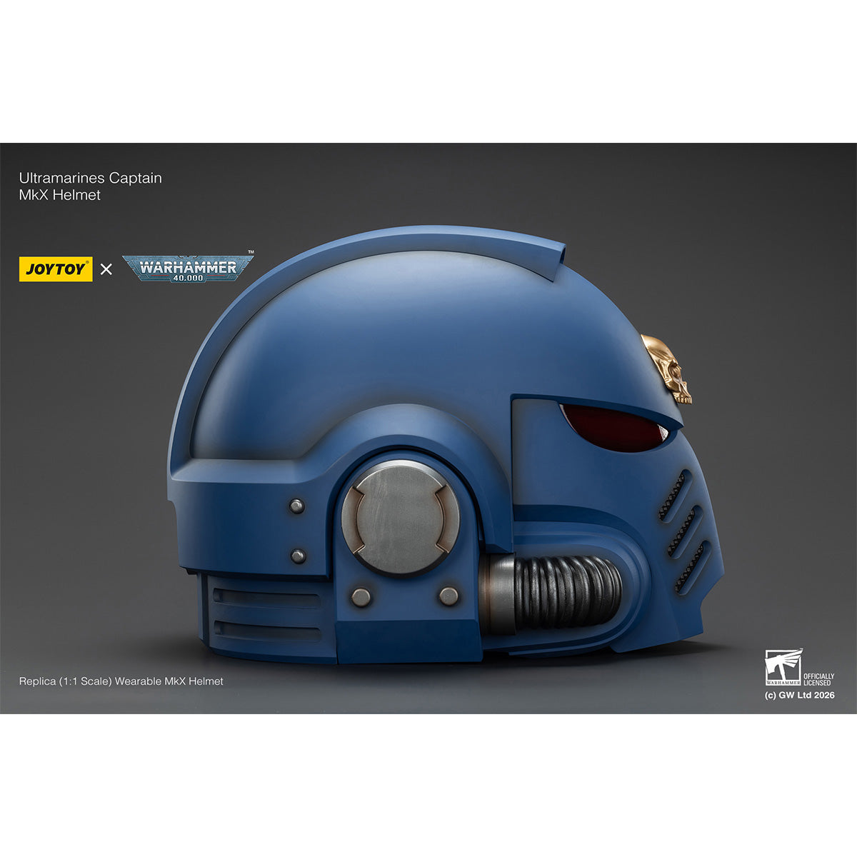 JOYTOY Warhammer 40K Ultramarines Captain MkX Helmet & Display Stand 1/1 Scale