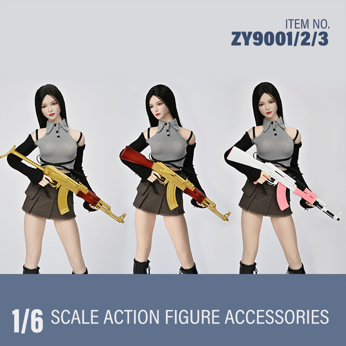 ZYTOYS, AK47 Assault Rifle/P90 WWII Gun Rifle Weapon Gun Model Doll Accessory for 12-inches Action Figurine