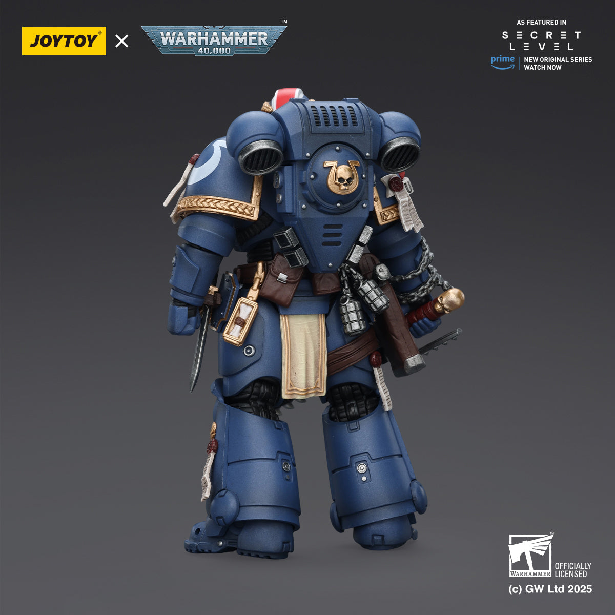 JOYTOY Warhammer Ultramarines Torvald with Power Sword Levantus with Power Sword Metaurus with Power Axe Titus with Laurels of Victory 1/18 Scale Action Figure