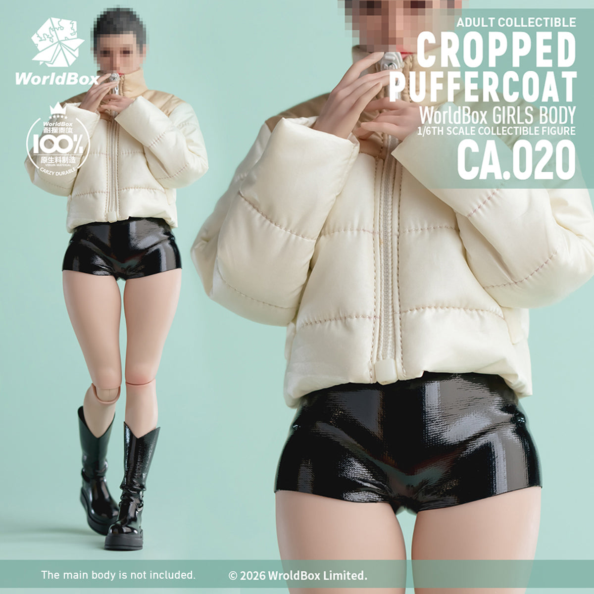 Worldbox Milk Coffee Dark Skin Down Jacket Set CA020 1/6 Scale Doll Clothes Accessory Fit Action Figure