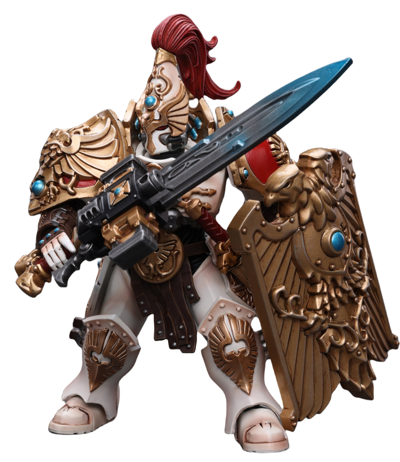 HiPlay JoyToy 40K Collectible Figure: Adeptus Custodes Solar Watch Custodian Guard with Sentinel Blade and Praesidium Shield 1:18 Scale Action Figures JT9343