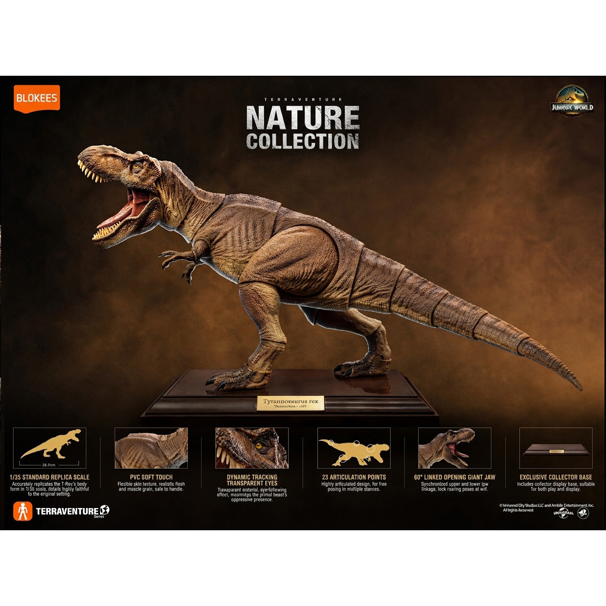 BLOKEES Jurassic World Tyrannosaurus Rex T-Rex Terraventure TL01 1/35 Scale Semi-Pre-Assembled Model Kit
