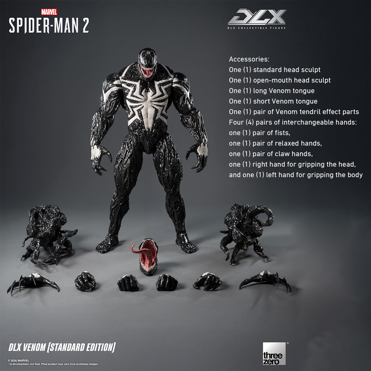 Threezero Marvel's Spider-Man 2 DLX Venom Standard Edition (3Z09670C0) 11.4-Inch Collectible Die-Cast Metal Frame Action Figure