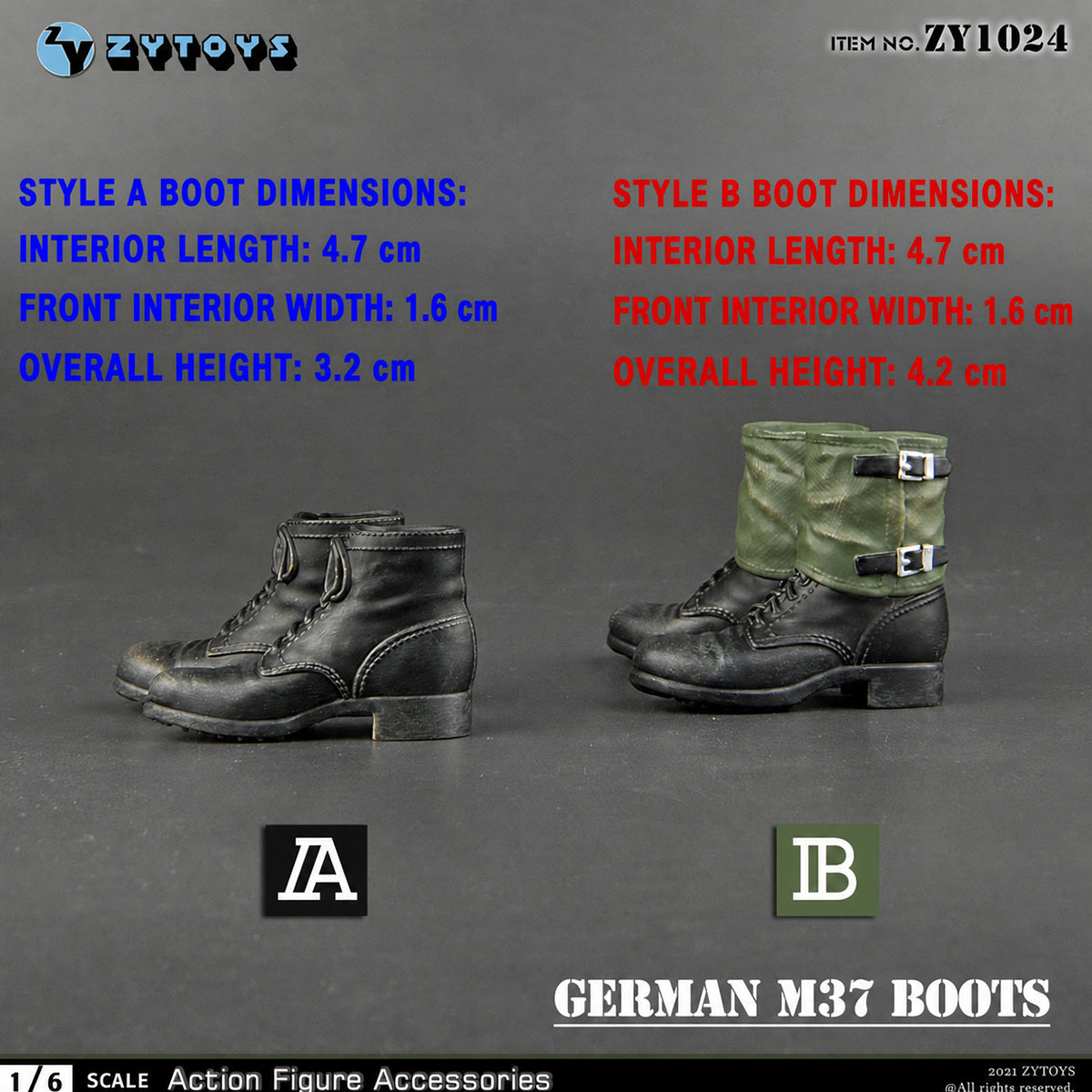 ZYTOYS M37 Combat Boots 1/6 Scale Action Figure Accessory for 12 inch Male Soldier Figures