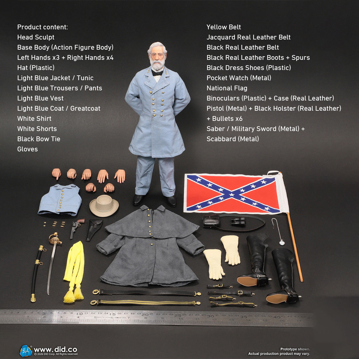 DID Civil War White War Horse & Army General Robert (Standing) E60086 1/6 Scale Collectible Animal Figure Accessory for 12 inch Action Figures