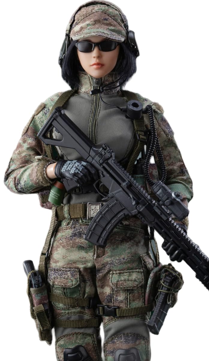 Figura coleccionable femenina FLAGSET: Tiradora de precisión, Niya, estilo militar y diseño de globo ocular móvil, miniatura a escala 1:6