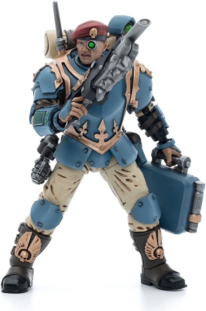 HiPlay JoyToy ¡Á Warhammer 40K Officially Licensed 1/18 Scale Science Fiction Action Figures Full Set Series Astra Militarum Tempestus Scions Command Squad 55th Kappic Eagles Medic