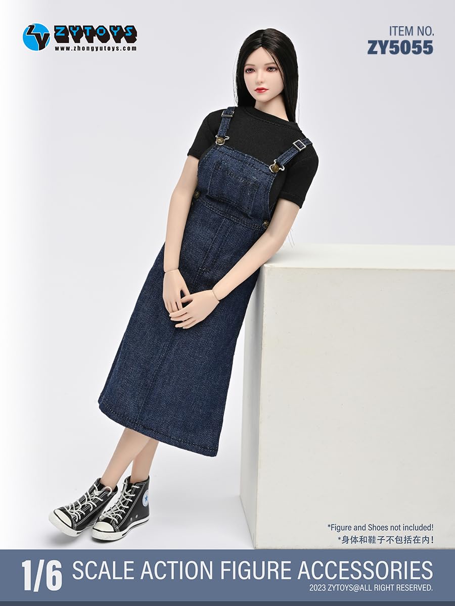 HiPlay 1/6 Scale Figure Doll Clothes: T-Shirt Denim Skirt Suit for 12-inch Collectible Action Figure